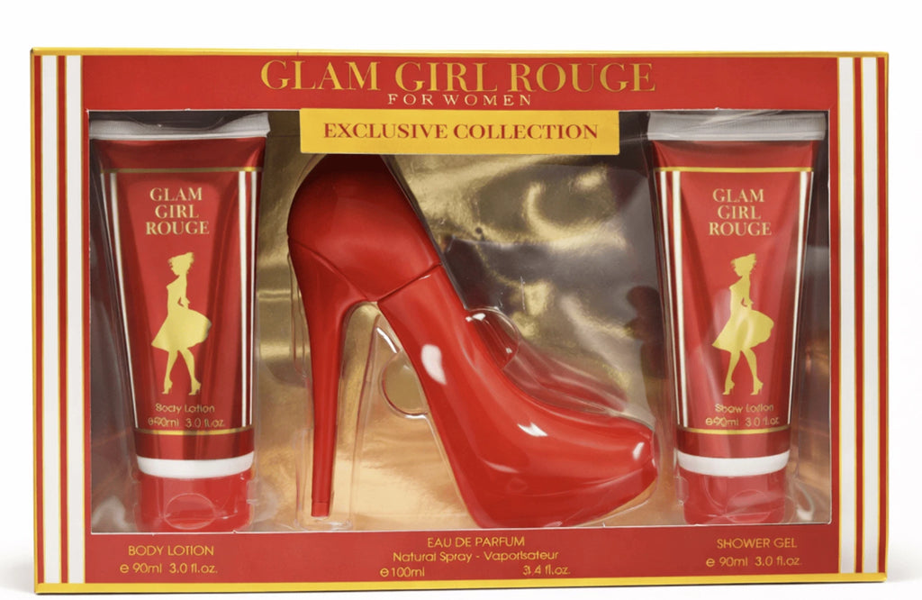 Glam Girl Rouge Perfume Gift Set 3pc For Women EDP 100ml Lotion & Shower Gel