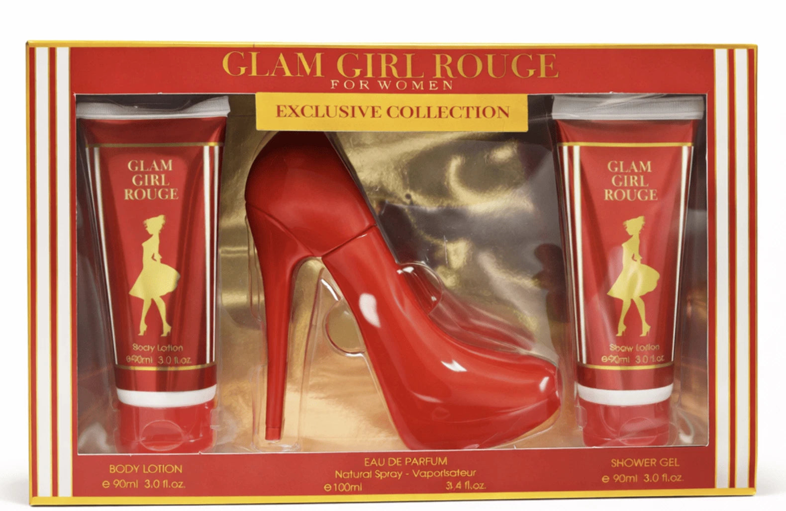 Glam Girl Rouge Perfume Gift Set 3pc For Women EDP 100ml Lotion & Shower Gel