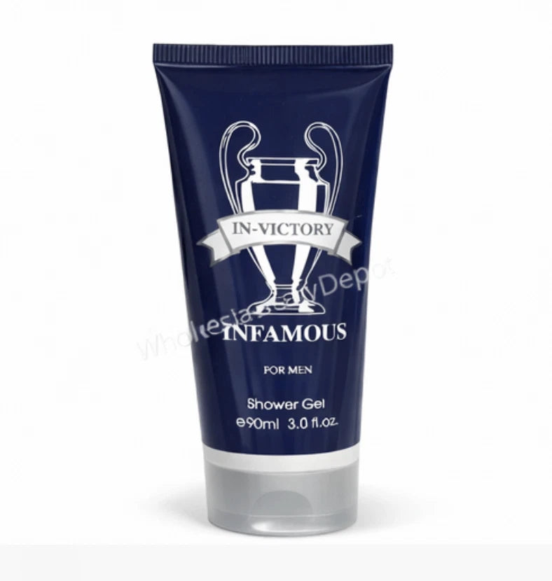 In-Victory Infamous Gift Set For Men EDT 3.4 oz Body Lotion 90ml Body Wash 90ml