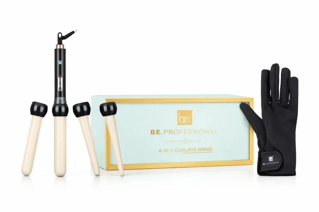 Black BE Professional 4-in-1 Curling Wand Set Interchangeable Barrels New Boxed