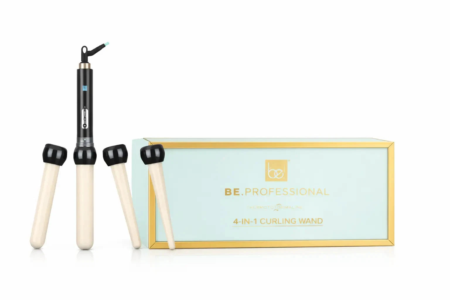 Black BE Professional 4-in-1 Curling Wand Set Interchangeable Barrels New Boxed