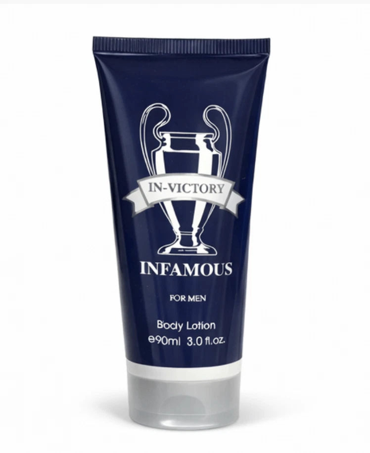 In-Victory Infamous Gift Set For Men EDT 3.4 oz Body Lotion 90ml Body Wash 90ml