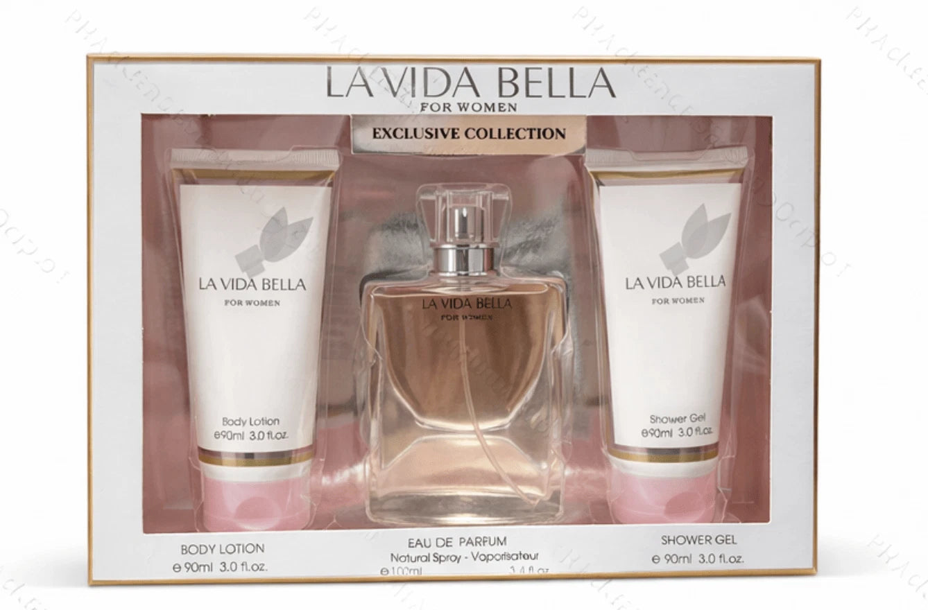 La Vida Bella Gift Set for Women 3.4oz Perfume + Shower gel & Body Lotion