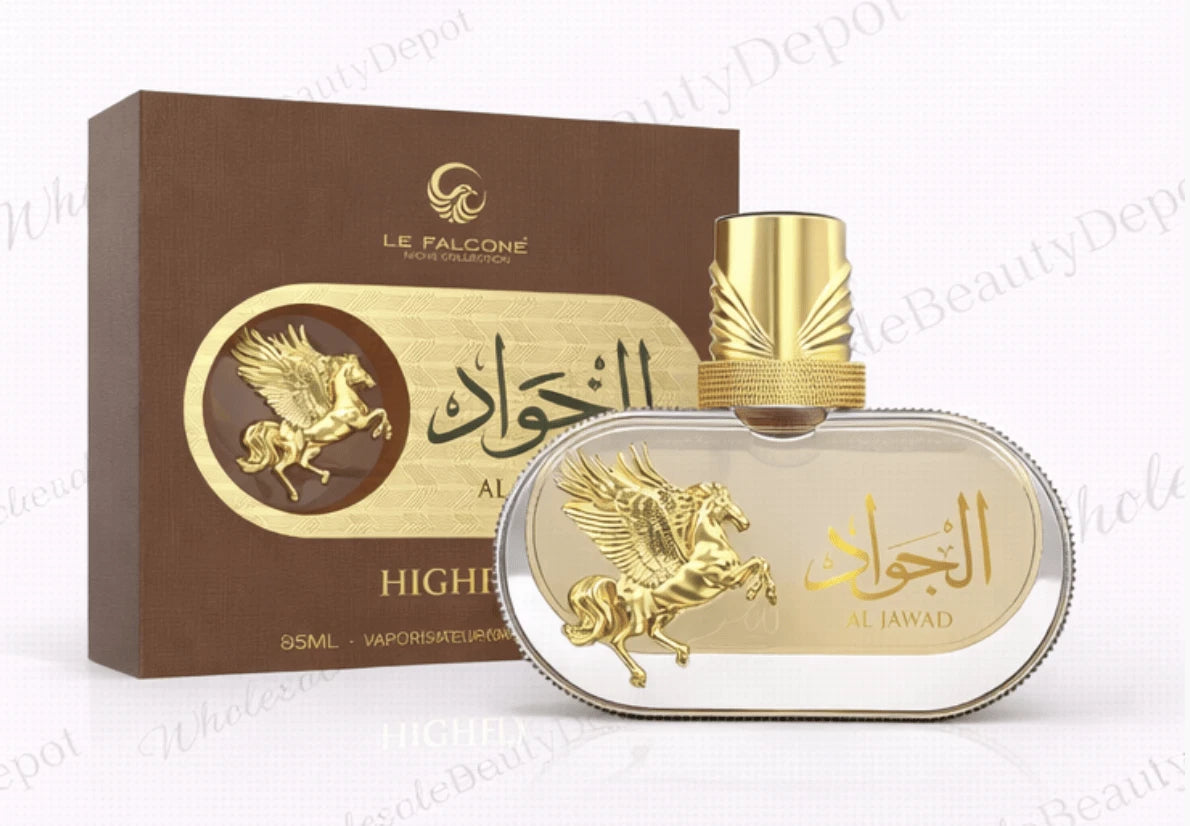 Le Falcone Al Jawad Eau de Parfum For Men 2.8oz Niche Spray Brown Gold Embossed
