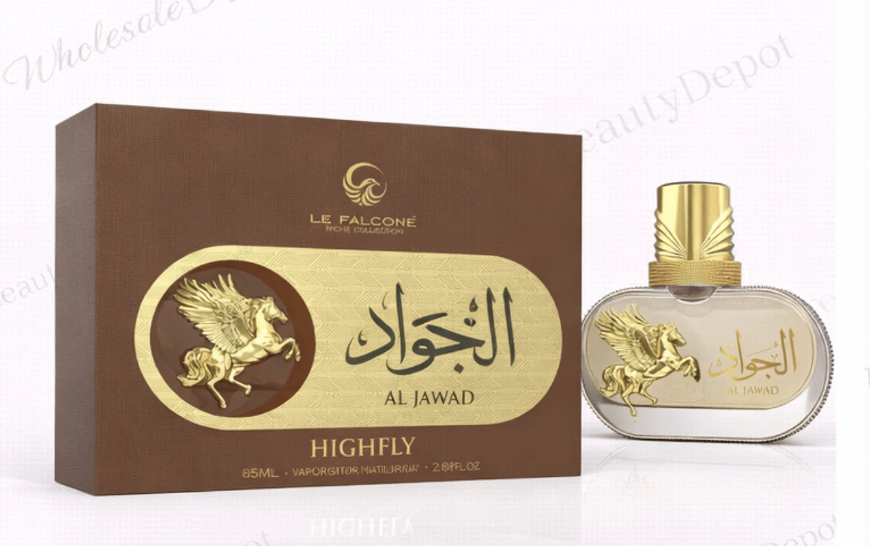 Le Falcone Al Jawad Eau de Parfum For Men 2.8oz Niche Spray Brown Gold Embossed