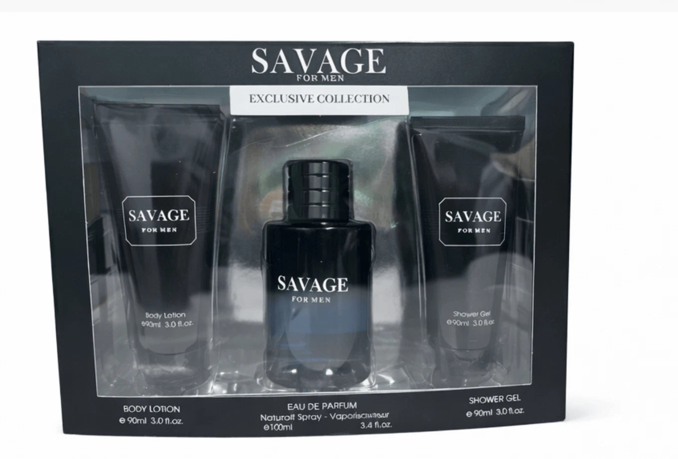 SAVAGE For Men Gift Set For Men EDP 3.4oz Body Lotion 90ml and Shower Gel 90ml